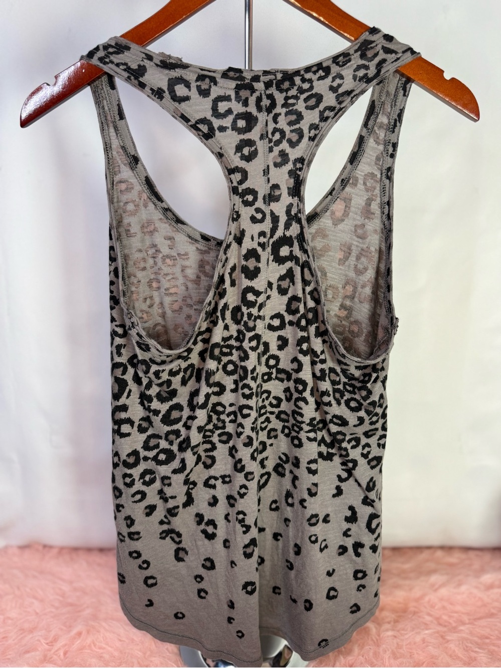 Rock & Republic - Grey Distressed Leopard Print Racerback Tank - Size S - Picture 5 of 5